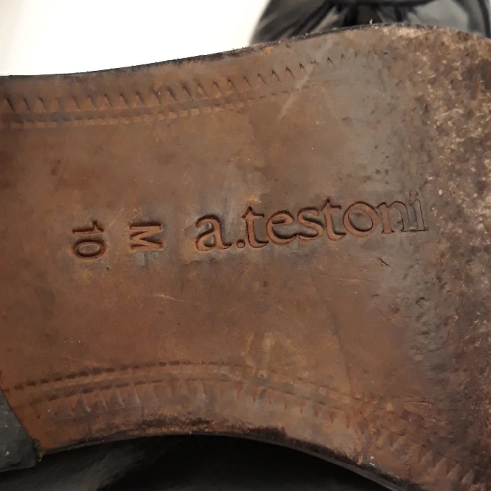 A TESTONI Basics Black Leather Lace Up Sz‎ 10 M Mens Dress Shoes